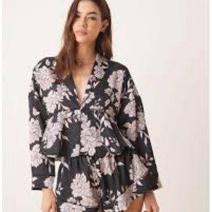 Free People Black and White Floral Pajama Set